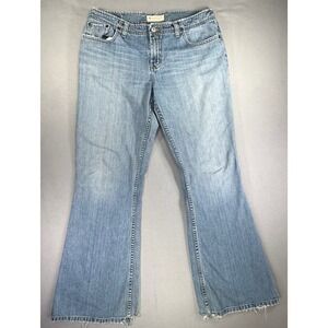 BKE Denim Payton Women Light Wash Bootcut Jeans Distressed Hem Mid Rise 34x30.5